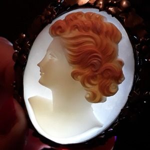 Antique Sterling Silver Cameo 1920s Portrait Cameo Pin Pendant Brooch